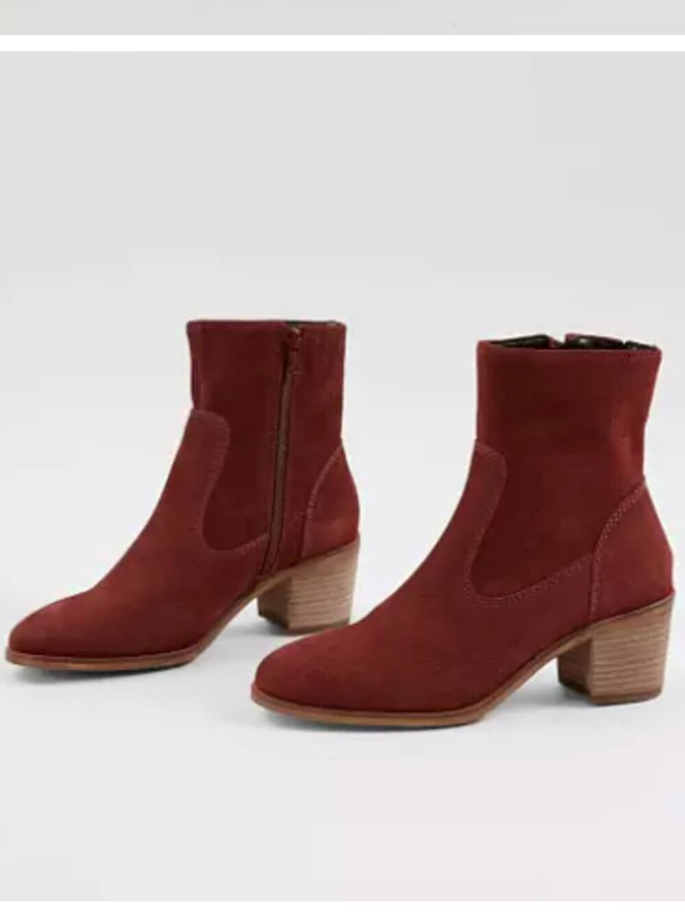 Crēvo Jade Suede Leather Ankle Boot in Brick Red